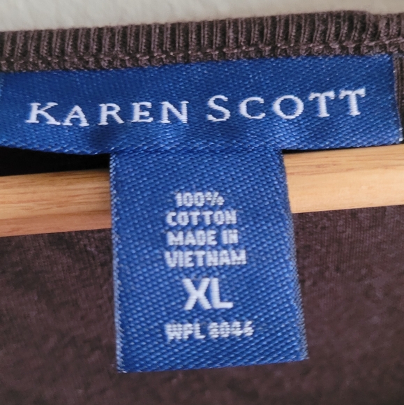 Karen Scott bead and sequin embellished fall top Women's XL brown - Picture 3 of 7